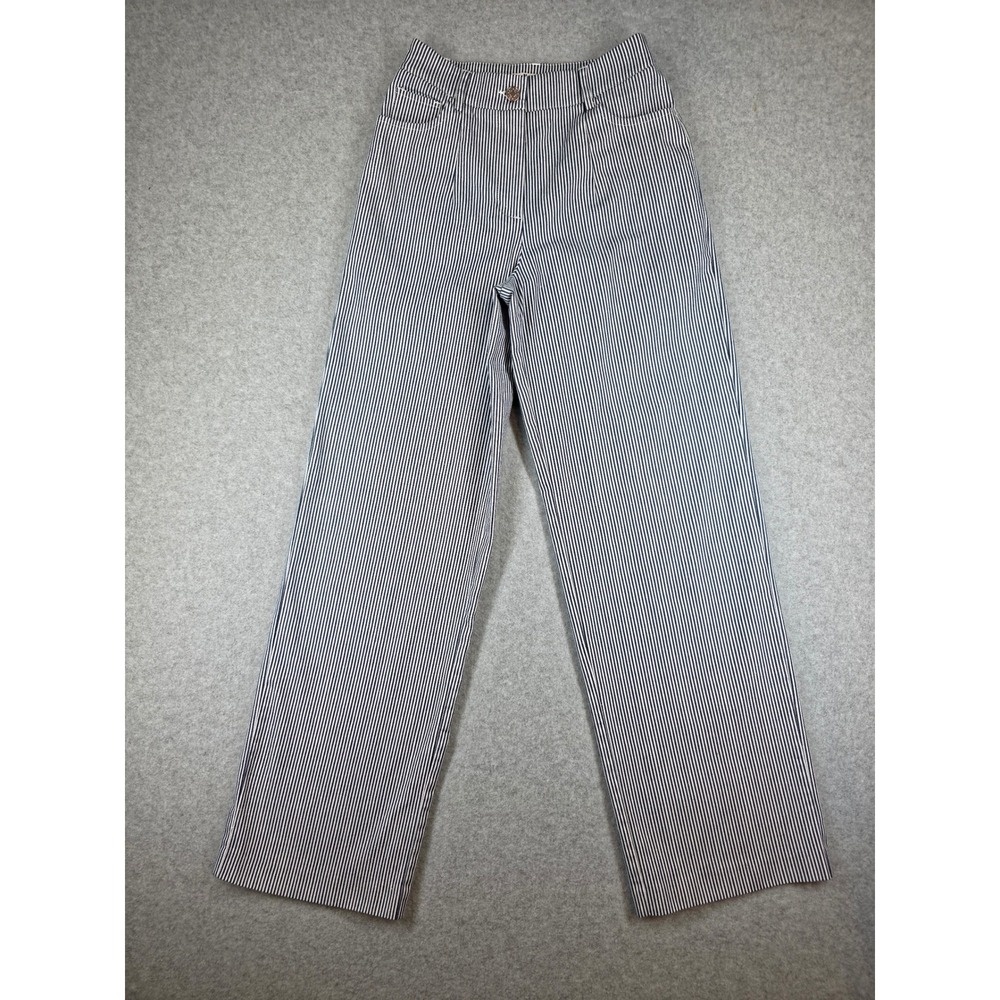 NA-KD Heavy Mid Waist Striped Pants Navy White Wide Leg Trousers Size 32